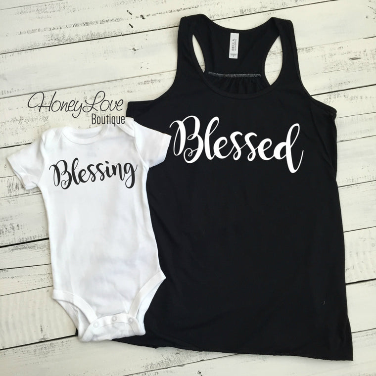 Blessed flowy tank and Blessing bodysuit Set - HoneyLoveBoutique