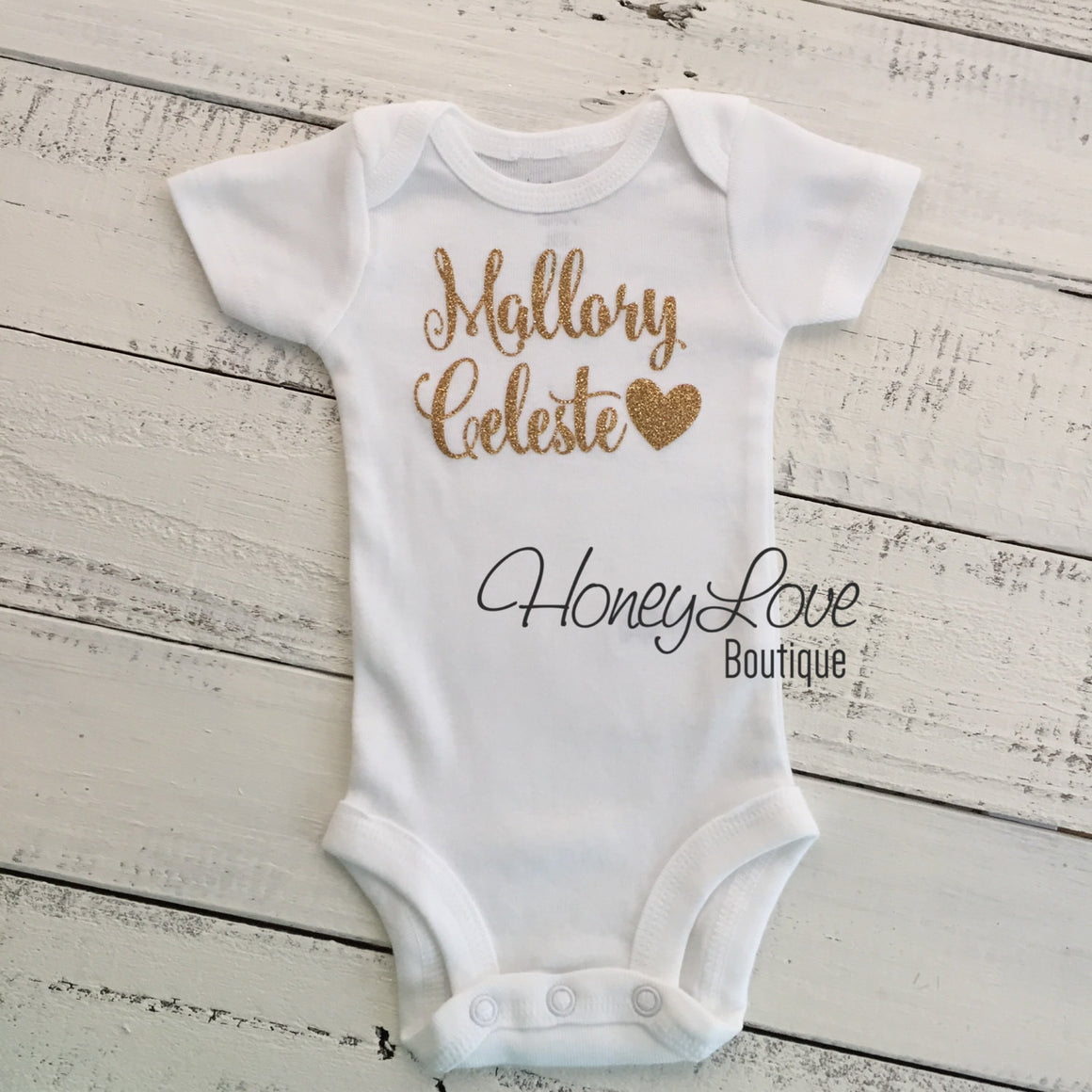 PERSONALIZED Name Outfit - Gold Glitter, Brown and Orange - HoneyLoveBoutique