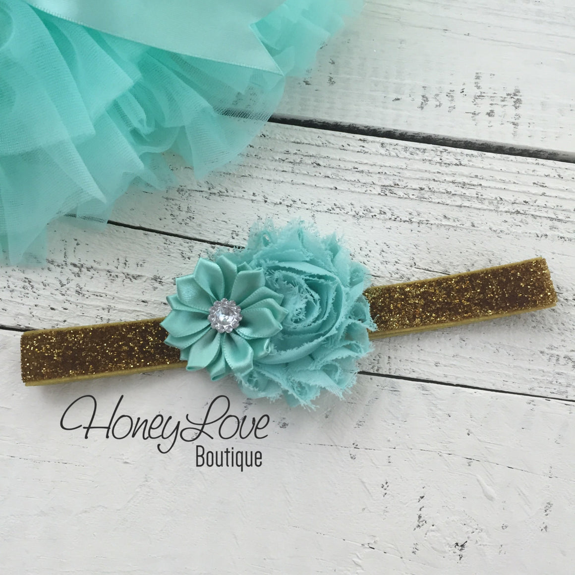 PERSONALIZED Name inside Heart - Gold/Silver Glitter and Mint/Aqua - HoneyLoveBoutique