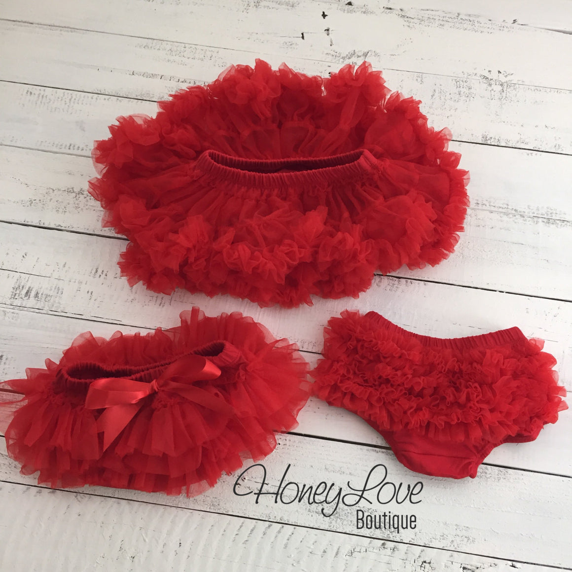 Red - Pettiskirt - Tutu Skirt Bloomer - Ruffle Bottom Bloomer - HoneyLoveBoutique