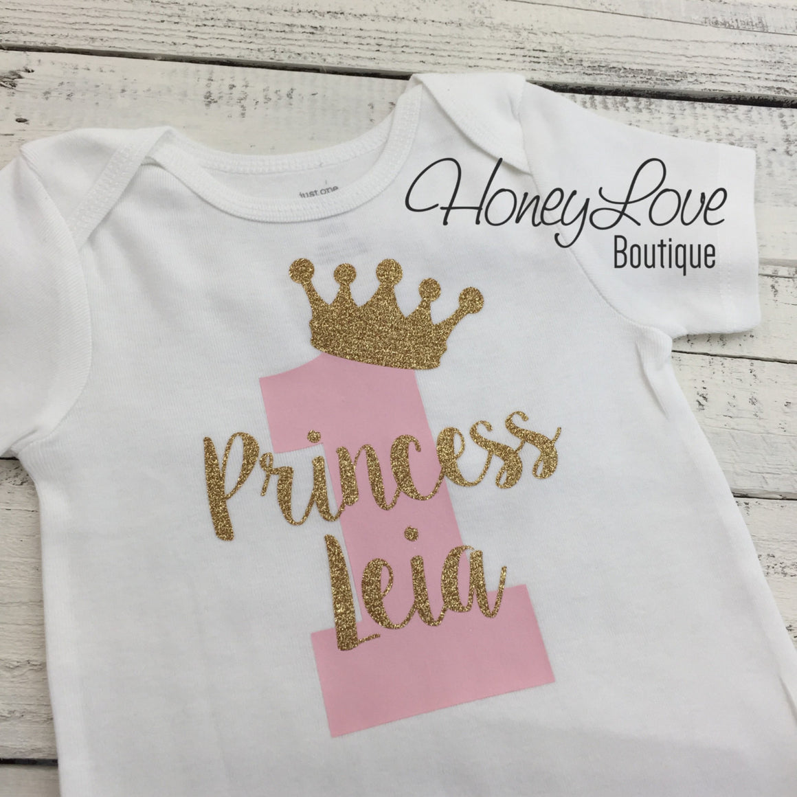 Personalized 1st Birthday Princess Bodysuit - HoneyLoveBoutique