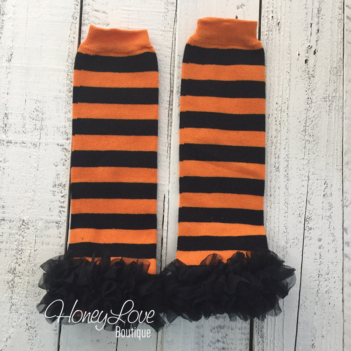 Halloween Leg Warmers with or without black ruffle - HoneyLoveBoutique