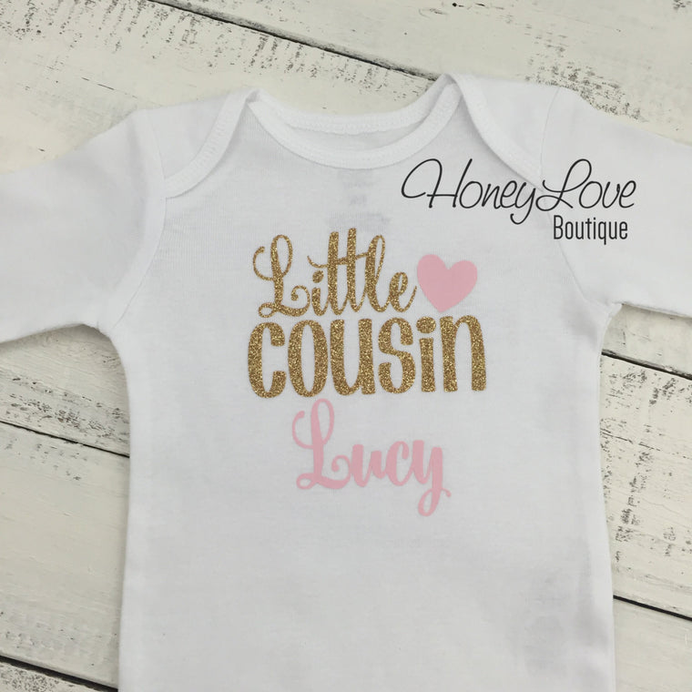 PERSONALIZED Cousin Bodysuits and Shirts - Light Pink and Gold Glitter - HoneyLoveBoutique