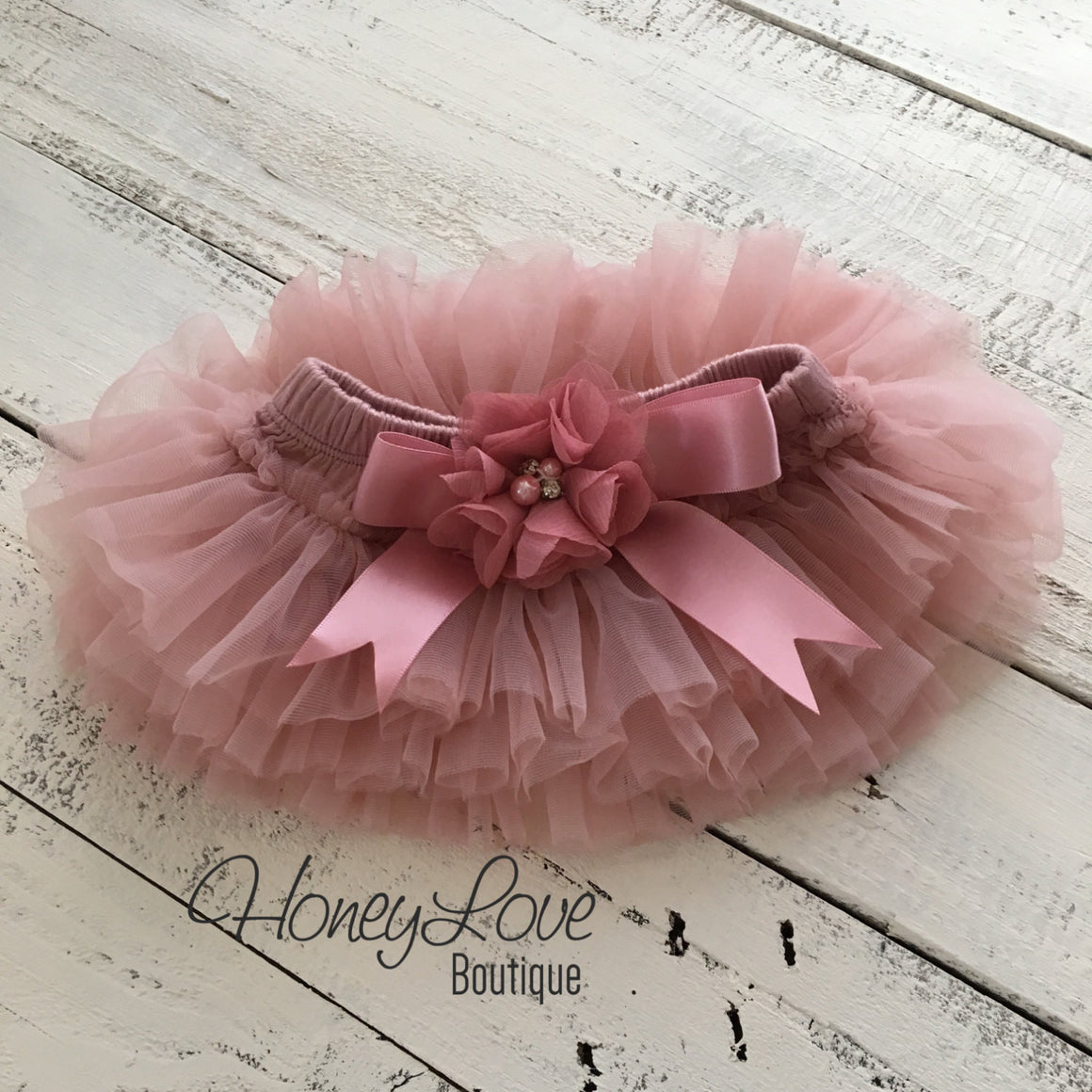 Vintage Pink tutu skirt bloomers and gold glitter headband - embellished bloomers - HoneyLoveBoutique