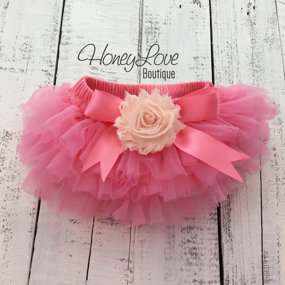Coral Pink/Peach Embellished tutu skirt bloomers and headband - HoneyLoveBoutique