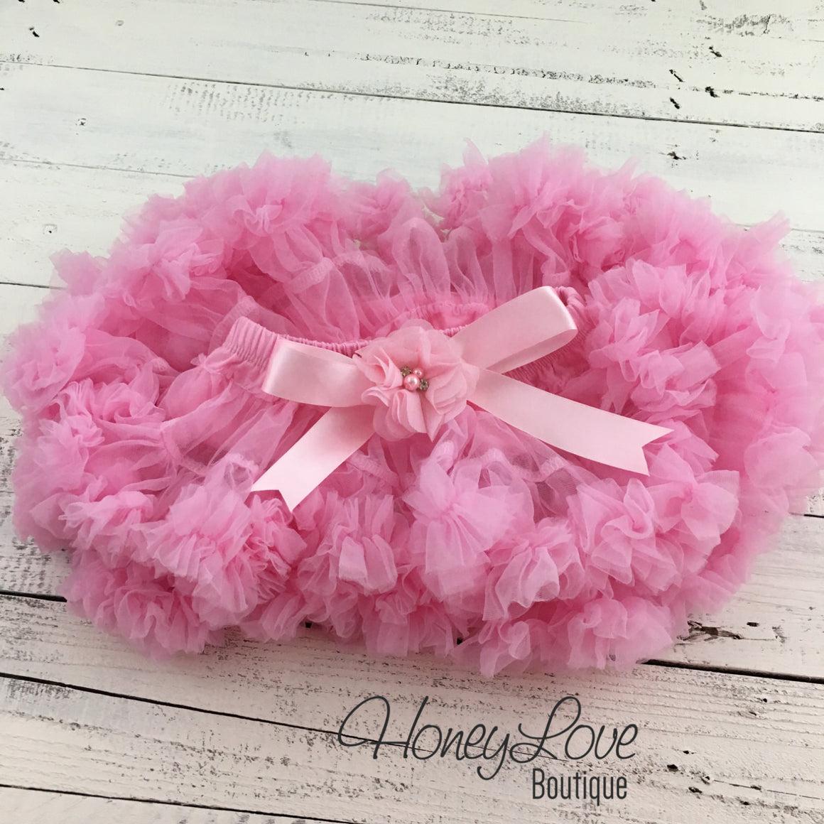 Light Pink Pettiskirt - embellished flower - HoneyLoveBoutique