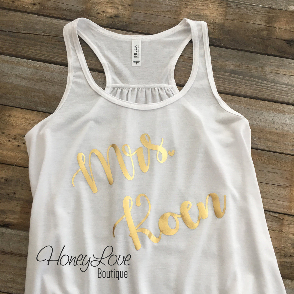 PERSONALIZED Mrs. Last Name flowy tank - Gold foil - HoneyLoveBoutique