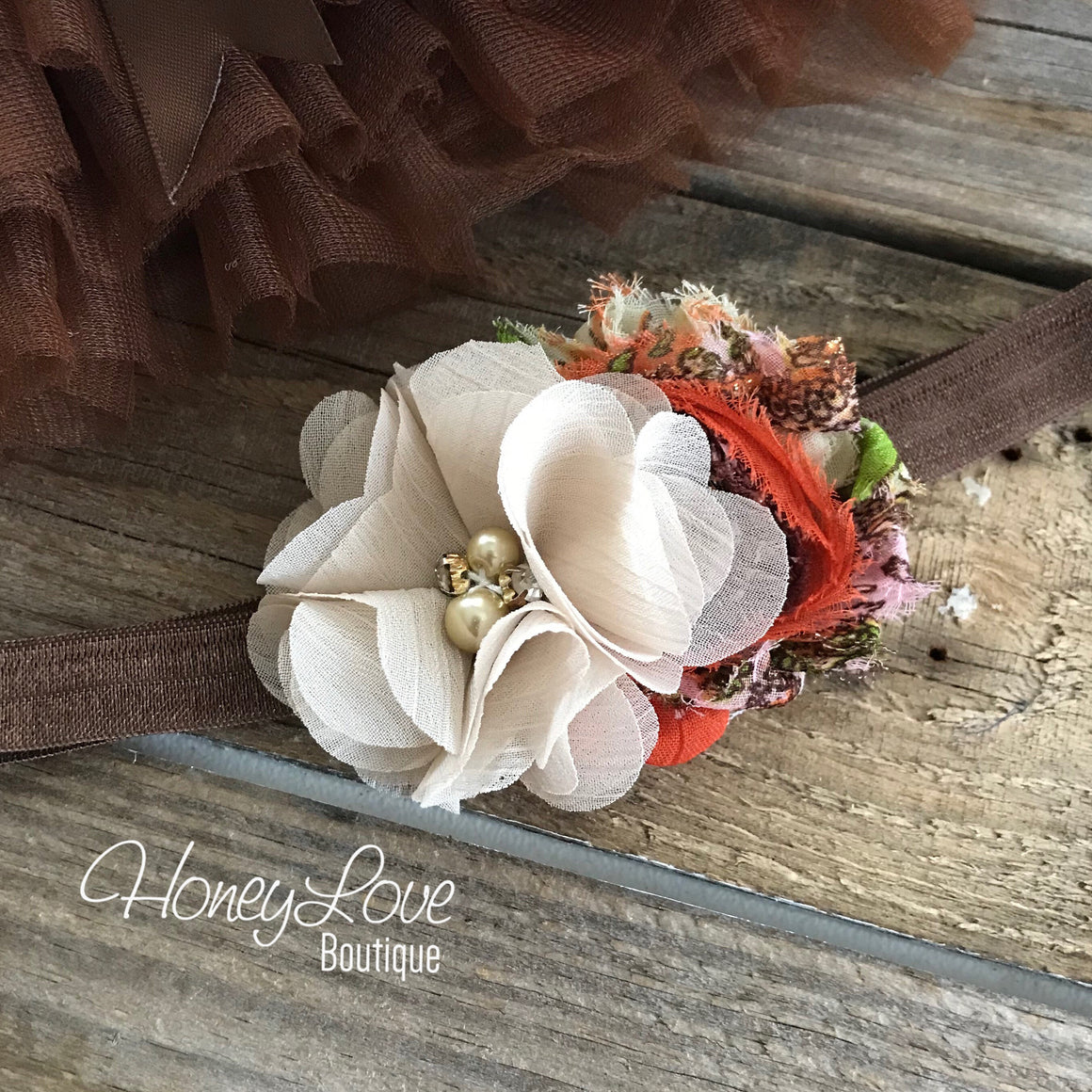 Brown tutu skirt bloomers - embellished tutu skirt bloomers and headband - HoneyLoveBoutique