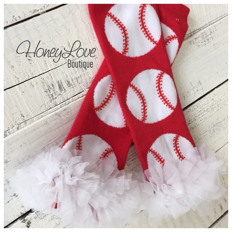 Leg Warmers - Baseball/Softball with or without white ruffle - HoneyLoveBoutique