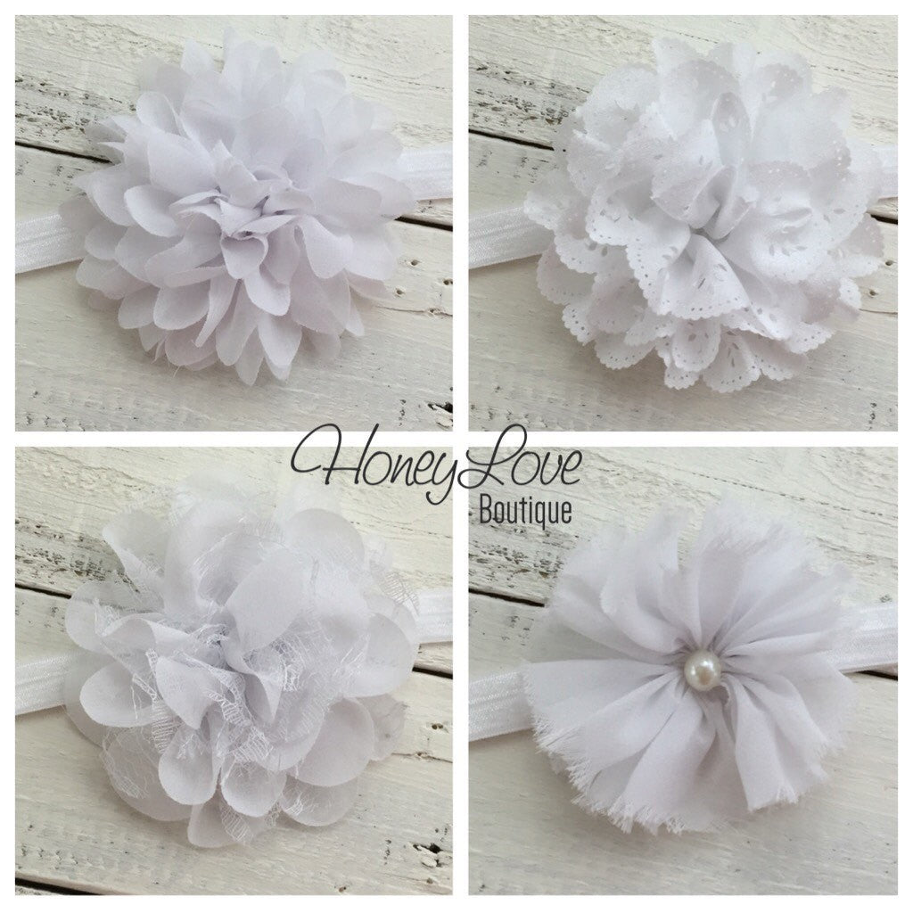 White Flower Headband - HoneyLoveBoutique