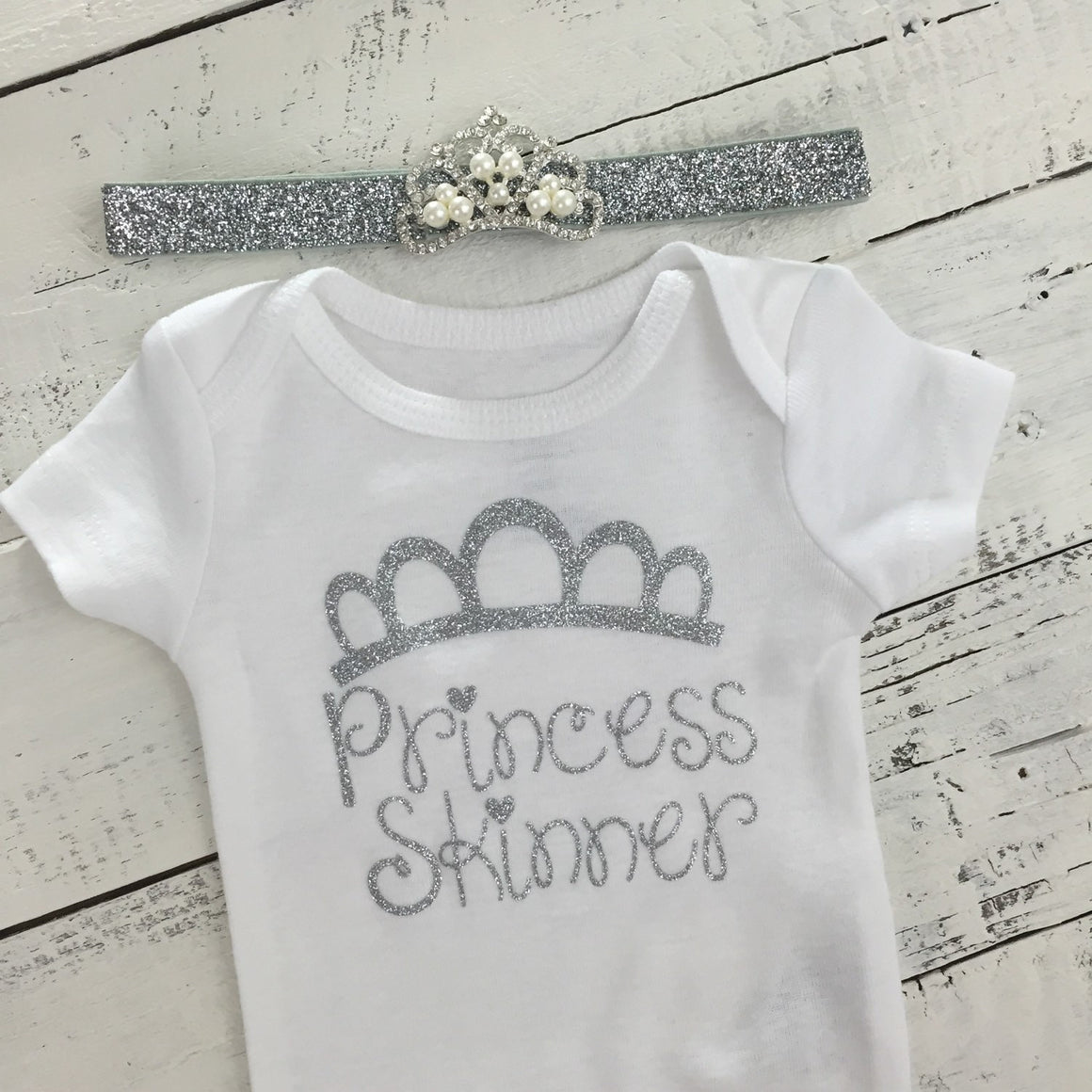 Personalized Princess Bodysuit - Silver or Gold - HoneyLoveBoutique