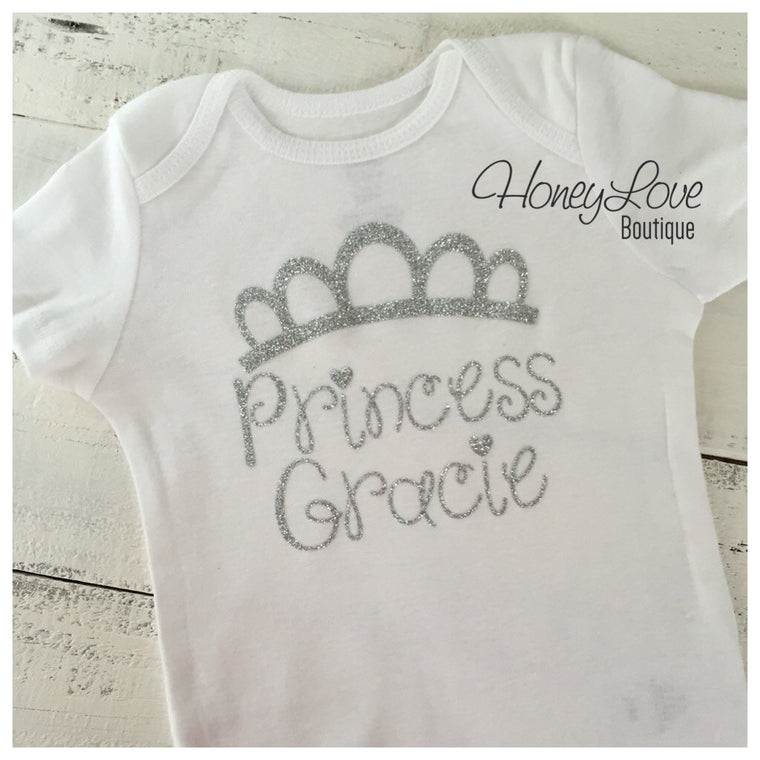 Personalized Princess Bodysuit - Silver or Gold - HoneyLoveBoutique