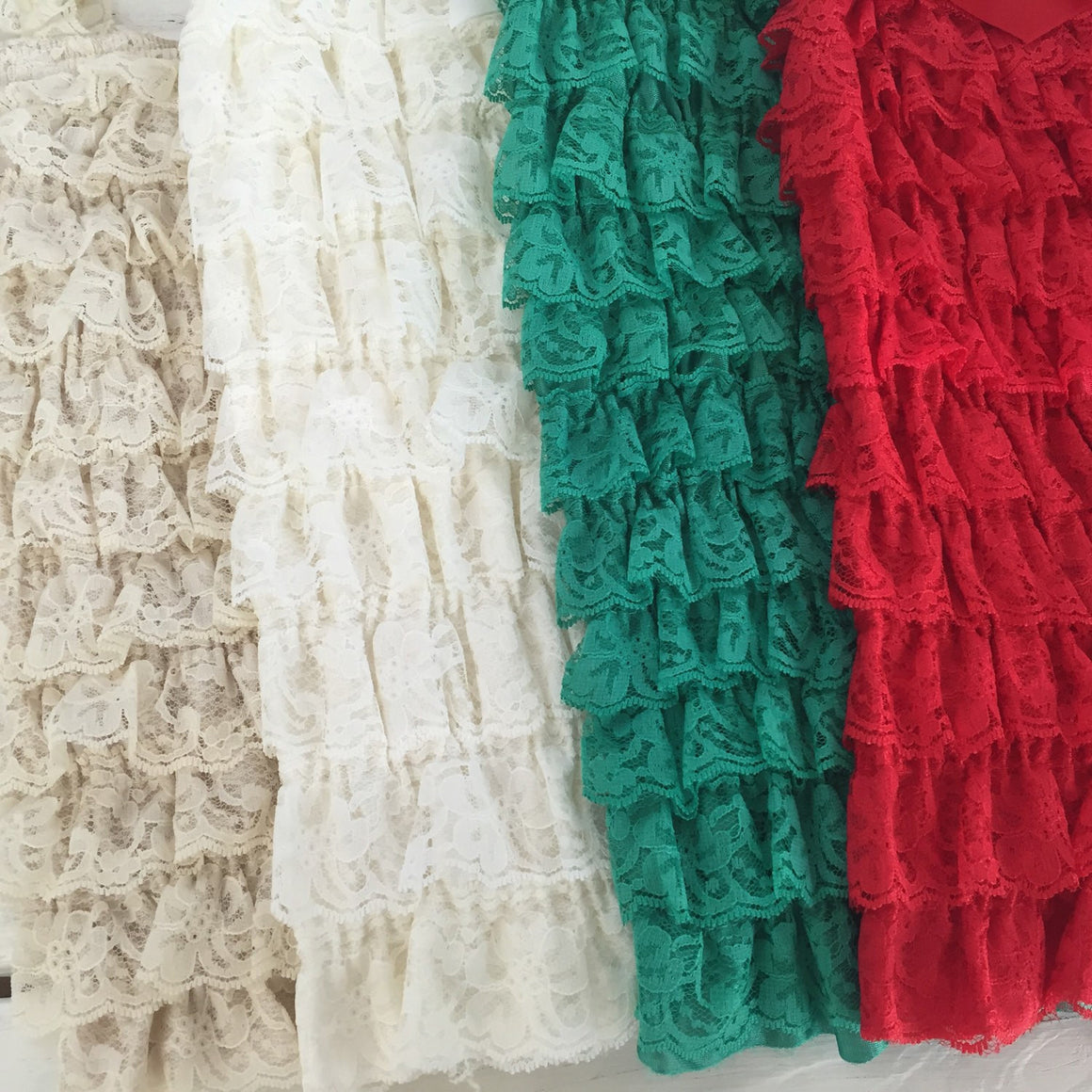 Lace Petti Romper - Red, Green, Ivory, Champagne - HoneyLoveBoutique