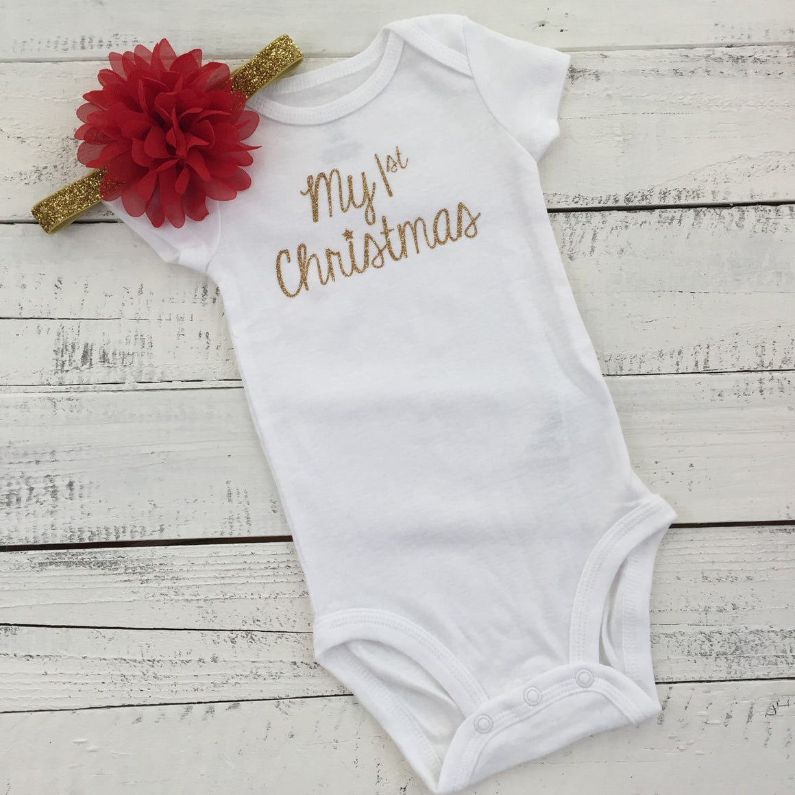My 1st Christmas Complete Outfit - Gold or Silver - HoneyLoveBoutique