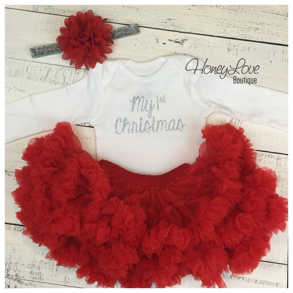 My 1st Christmas Complete Outfit - Gold or Silver - HoneyLoveBoutique
