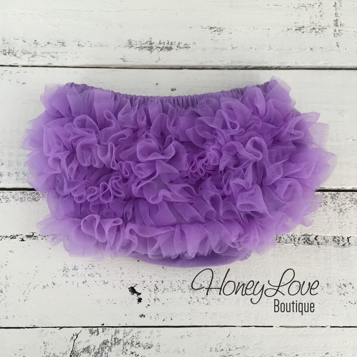 Lavender Purple ruffle bottom bloomer and tulle skinny headband - HoneyLoveBoutique