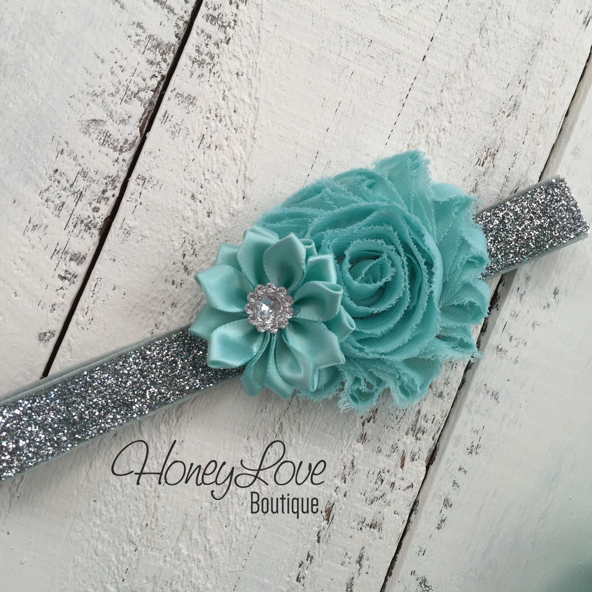 One - Birthday Outfit- silver glitter and mint/aqua - HoneyLoveBoutique
