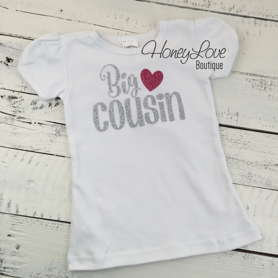 Cousin Bodysuit and Shirts - Silver and Dark Pink Glitter - HoneyLoveBoutique