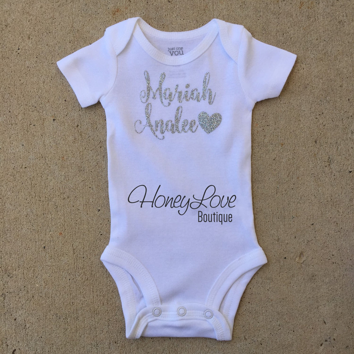 Personalized Name Outfit - Gray and Silver Glitter - HoneyLoveBoutique