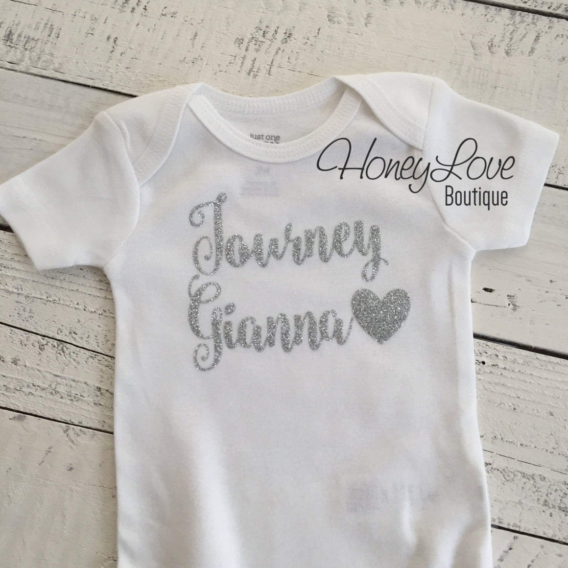PERSONALIZED Name Outfit - Silver Glitter and Light Pink - HoneyLoveBoutique