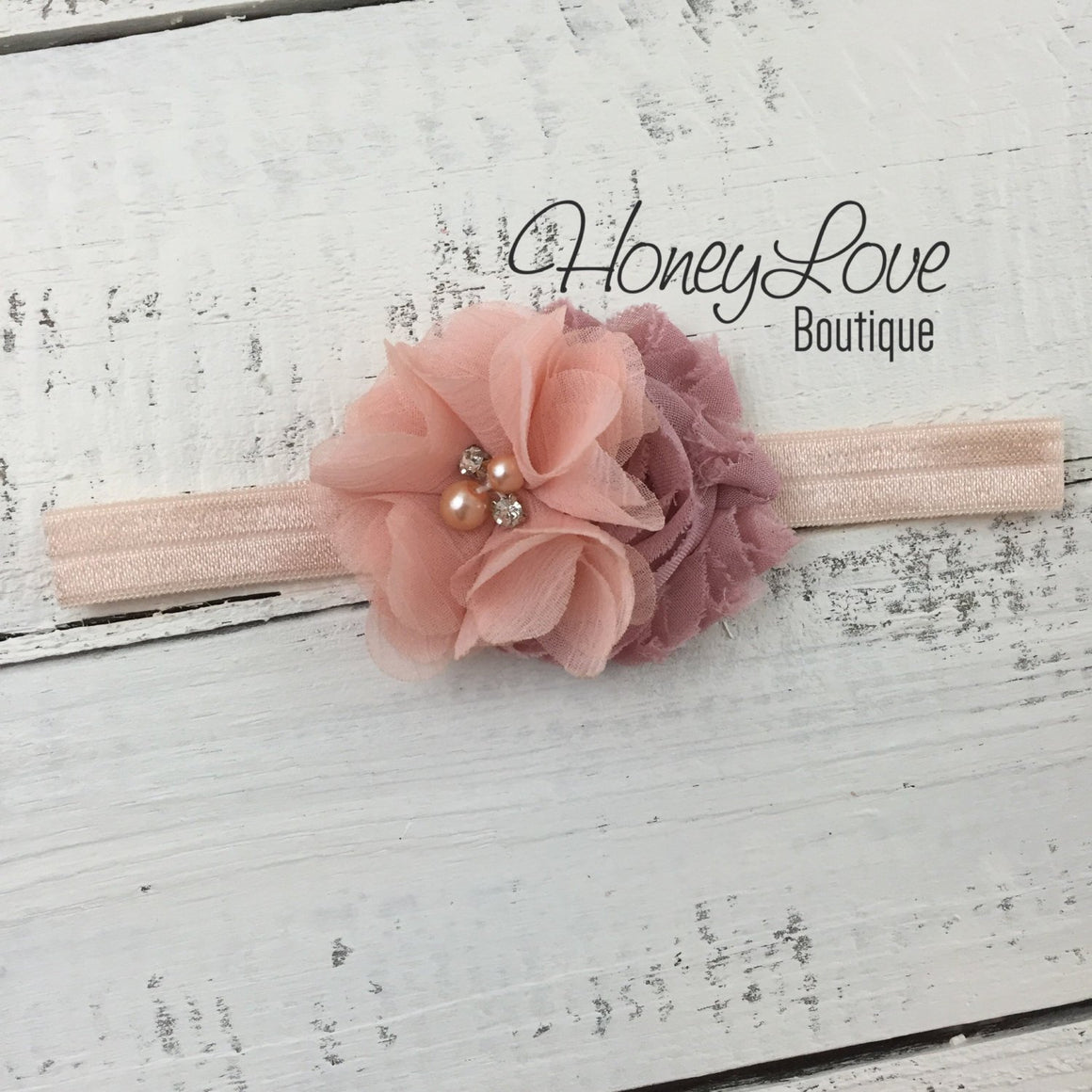 Peach ruffle bottom bloomers - vintage pink and peach headband - embellished flower - HoneyLoveBoutique